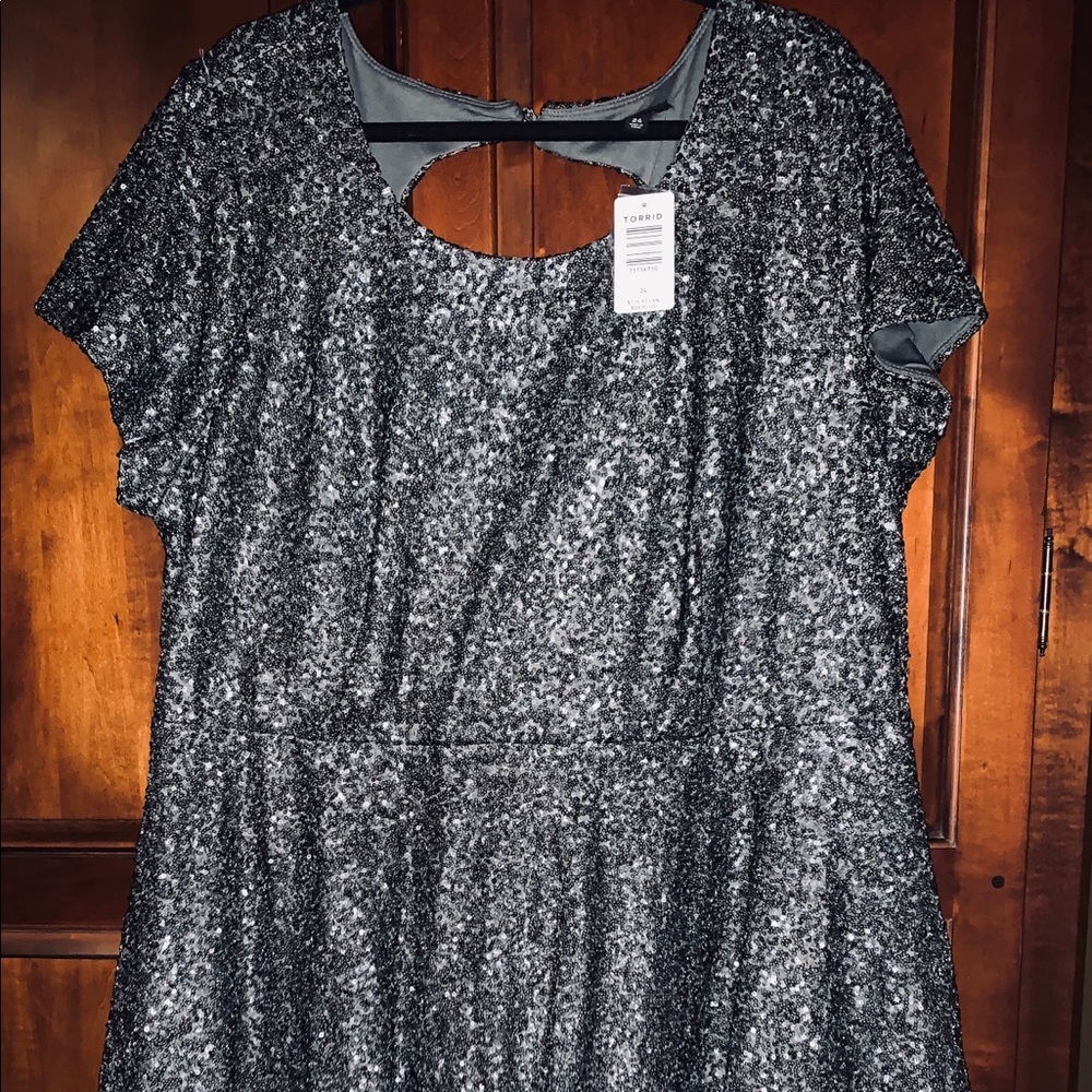 Black Sequin Torrid Knee Length Dress